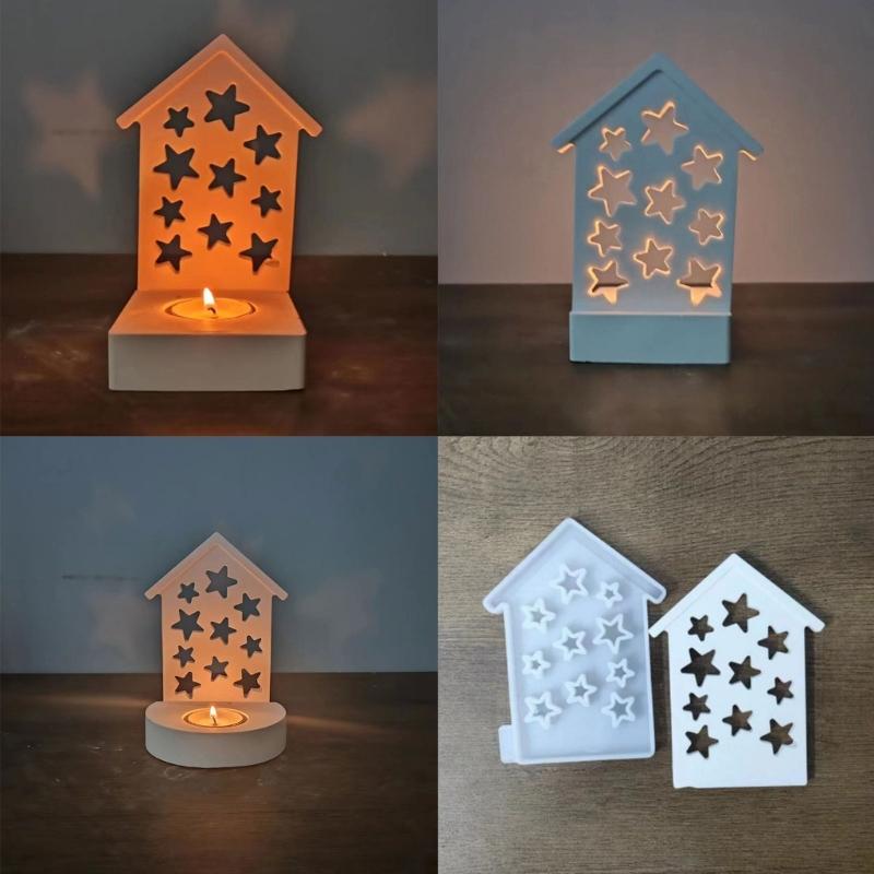 Herz Haus Kerzenhalter Form Handgemachte Beton Gipsformen Silikon Kerzenständer Harzformen Heimdekorationen Handwerk