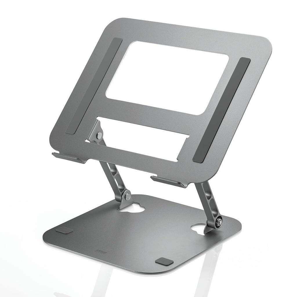 Sanwa Direct Folding Laptop Stand, Fits 15.6-inch Laptops, Tabletop, Height and Angle Adjustable, Steel Construction, Magnetic Compatible, 200-STN077