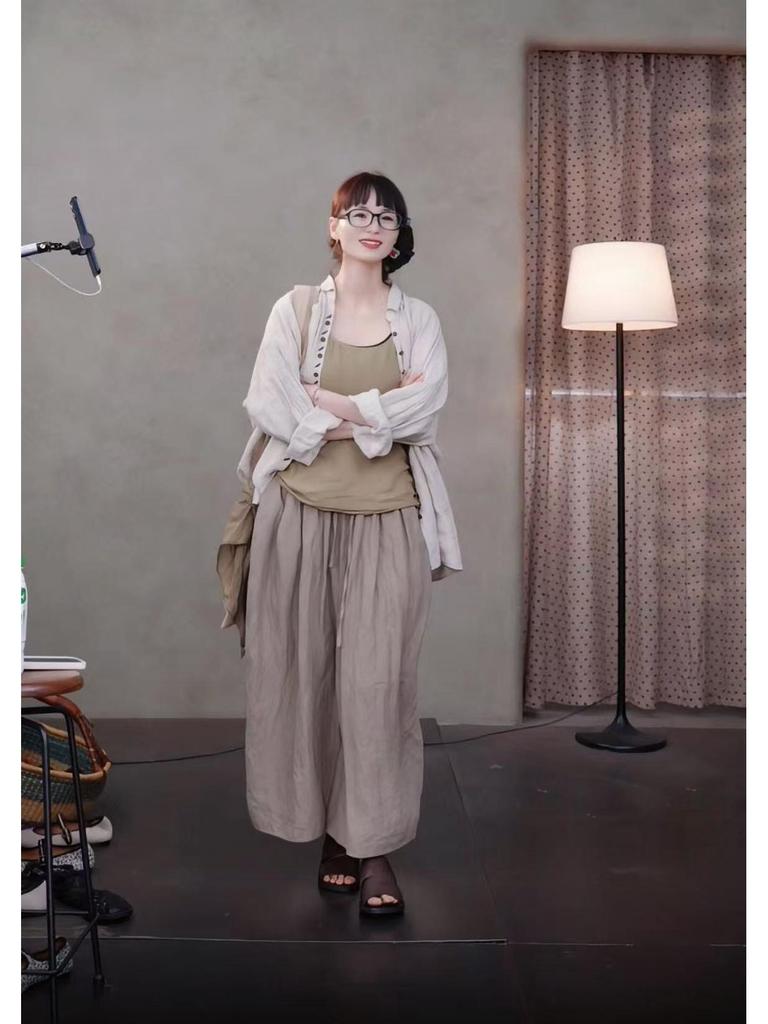 Summer Retro Slimming Linen Lapel Shirt for Women