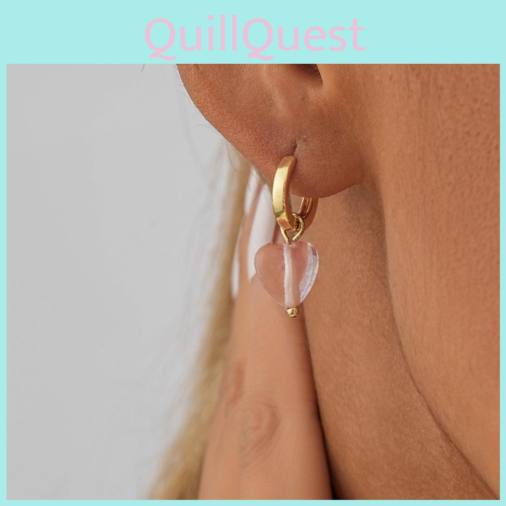 Modern Pink Heart Crystal Earrings For Women Trendy Copper Electroplated