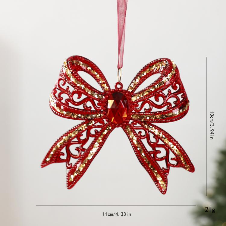 Burgundy Clear Acrylic Christmas Tree Ornament Wine Red & Gold Glitter Hanging Pendant