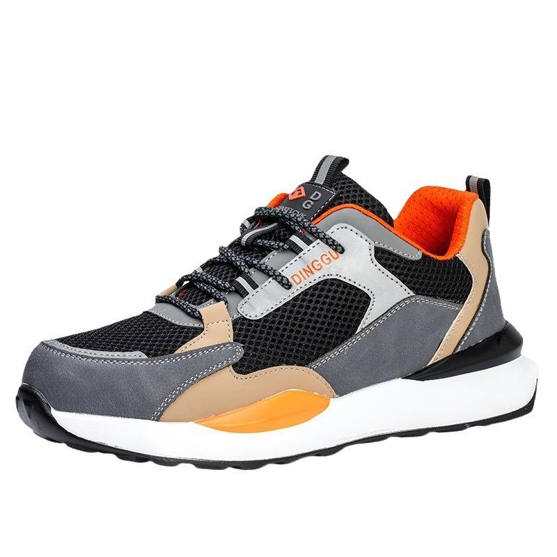 

Men Safety Shoes Work Steel Toe Shoes Anti-smash Anti-puncture Safety Boots Lightweight Sneakers Breathable Indestructible Boots 38 черный серый