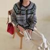 Damen Retro Fair Isle Strickmantel - Herbst/Winter Weicher Jacquardstrick Lockerer Cardigan