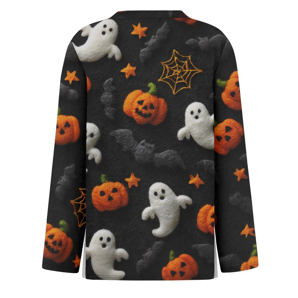 Mote Casual Langermet Trykk Rund Hals Pullover Topp Bluse for Kvinner