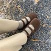 Fashion IPPEUM Women Mary Janes Shoes Winter Ballet Flats Plush Buckle Ballerinas Zapatos Mujer