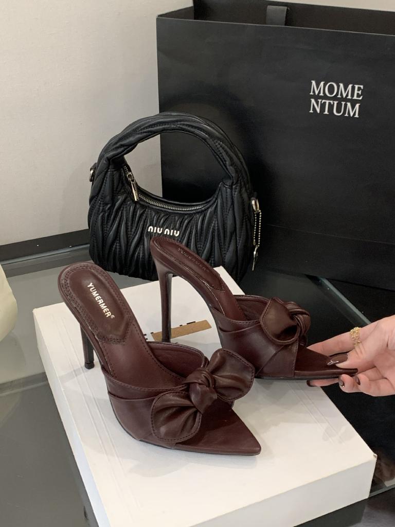 2025 Europe, America and Europe Butterfly Pointed Head Sexy Stiletto Slippers Large Size 10CM