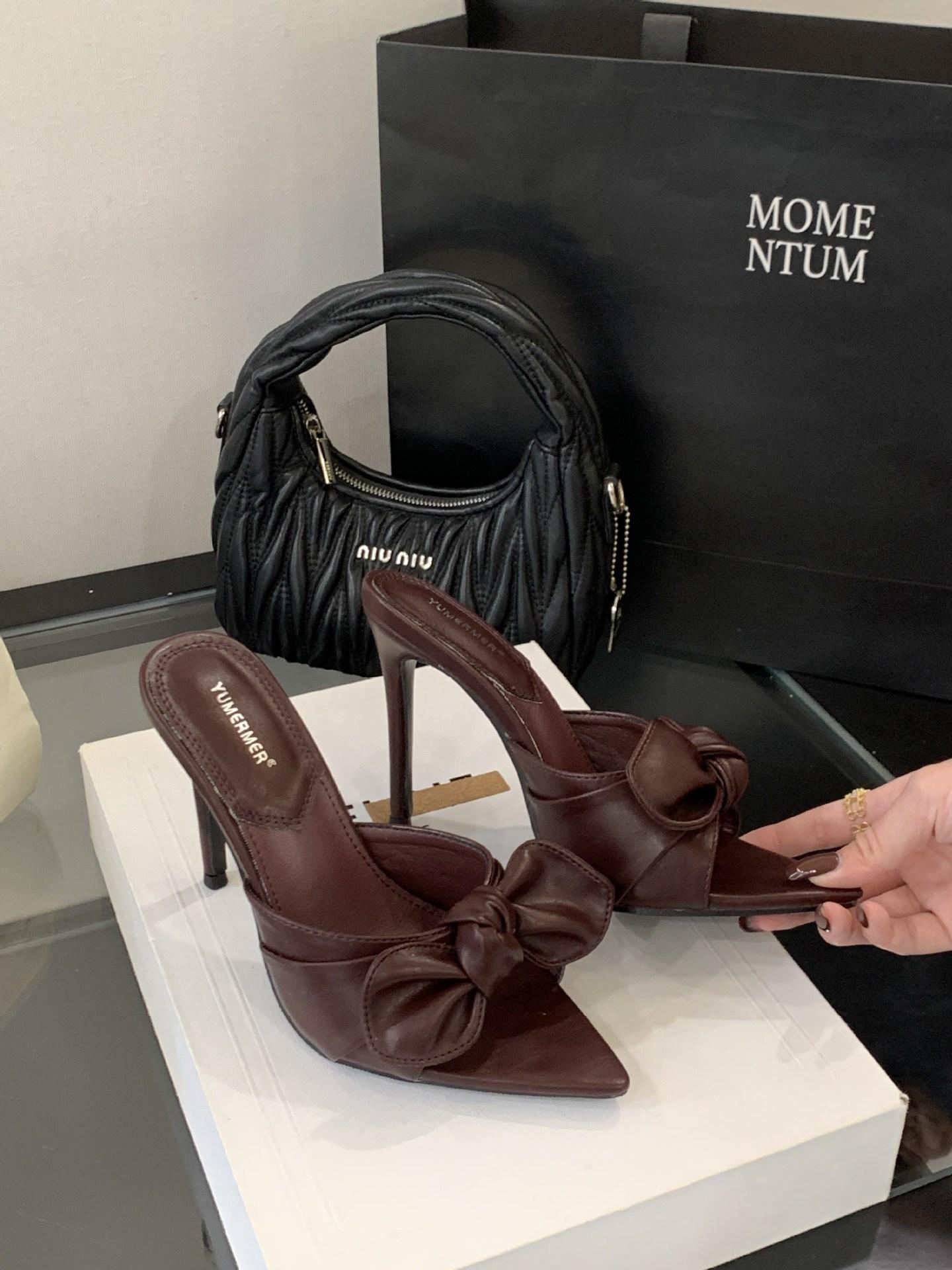 

2025 Европа, Америка и Европа Бабочка острый носок сексуальные туфли-стилеты большой размер 10 см 41 бордовый