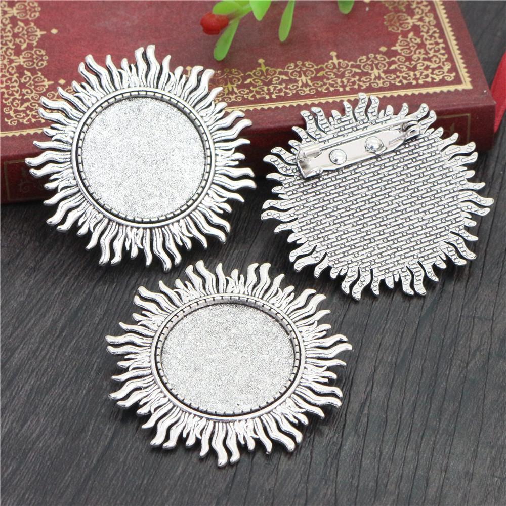 New Fashion 5pcs 25mm Inner Size Antique Silver Plated and Antique Bronze and Antique Gold Color Brooch Cabochon Base Setting