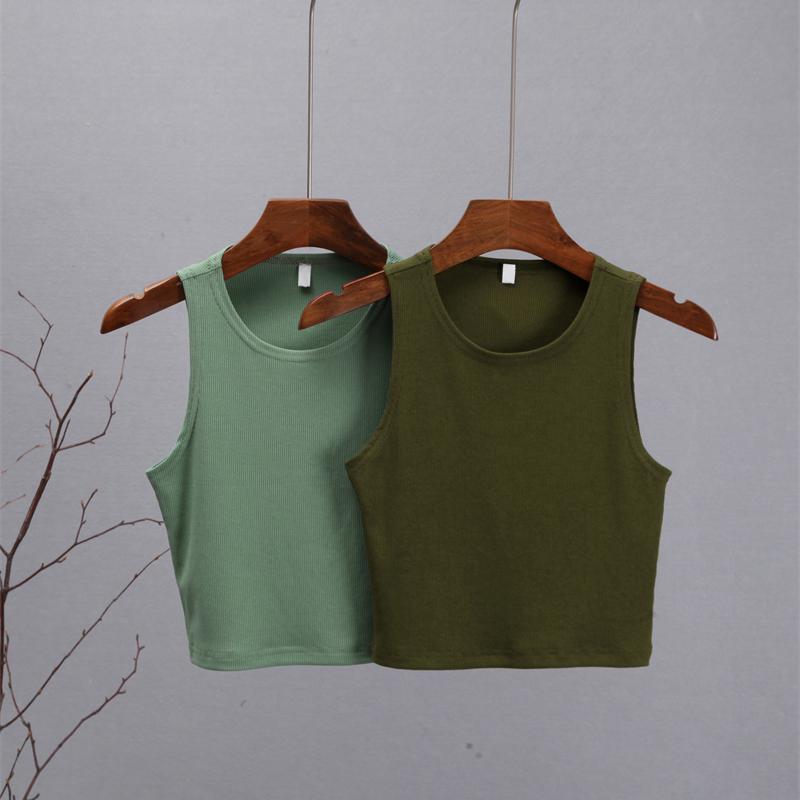 Hirsionsan Summer Solid Short O Neck Knitted Tank Women Casual Skinny Camis Vest Female Sleeveless Shoulderoff Sexy Tops