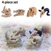 4-Pack Halloween Skull Decor - Premium Resin Miniature Skeleton Figures | Festive Garden & Aquarium Ornaments