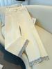 Women's 2026 Spring/Autumn High-Waisted Wide-Leg Denim Jeans - Printed, Washed Cotton, Slim Fit.