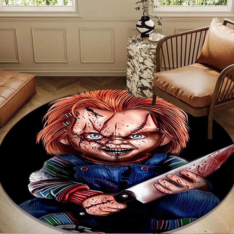 Chucky's Halloween Horror Round Rug for Livingroom,Bedroom, Palyroom, Chair Rug, Area rug, Circle Carpet, Large Size Fan Christmas gift