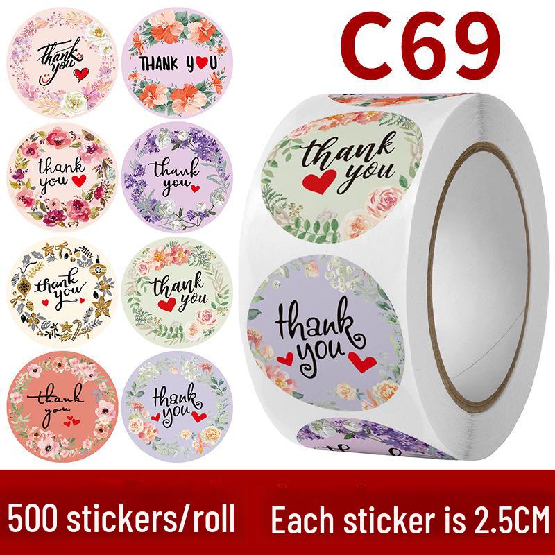 Floral Thank You Stickers: Cute Roll of Wedding Sealing Labels