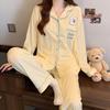 Plaid Long Sleeve Pajama Set with Pants – Spring & Autumn Style, Comfortable Home or Dorm Wear, Suitable for Outdoor Use