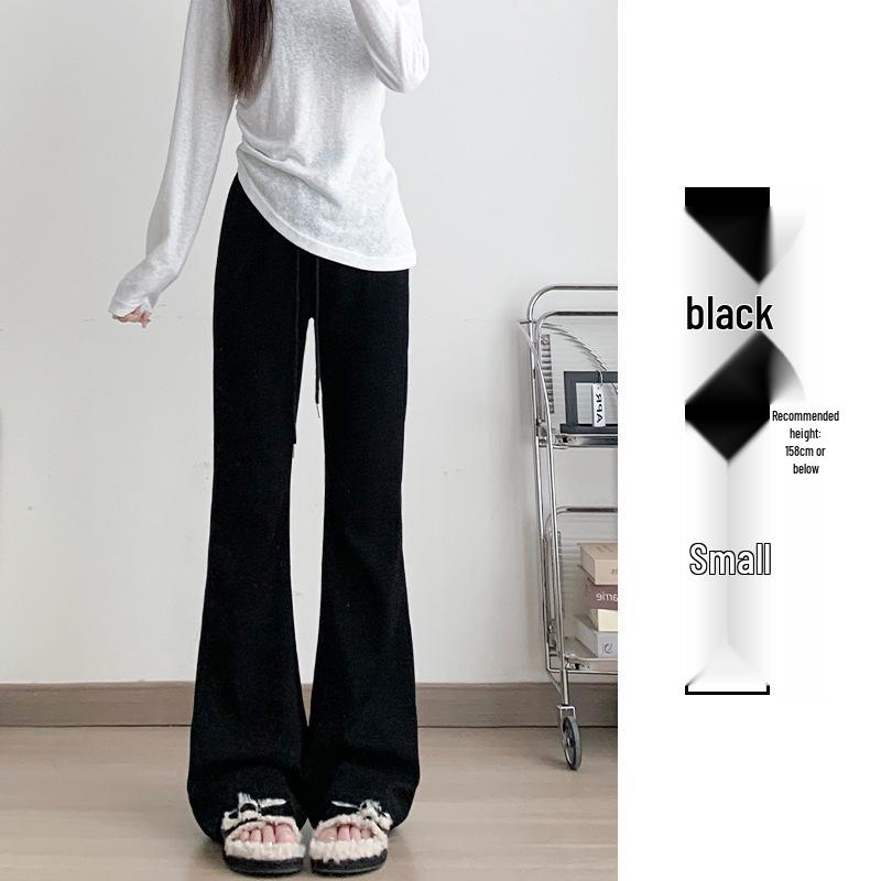 Women's High-Waisted Fleece-Lined Micro-Flare Sweatpants - 2025 Spring/Autumn/Winter Collection: Slimming, Casual, Thickened Flare Pants.