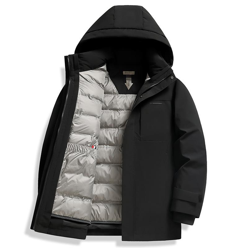 

Autumn and Winter New White Duck Down Mid-length Hooded Down Jacket Men s Outdoor Warm Casual Down Jacket Jacket for Men 4XL