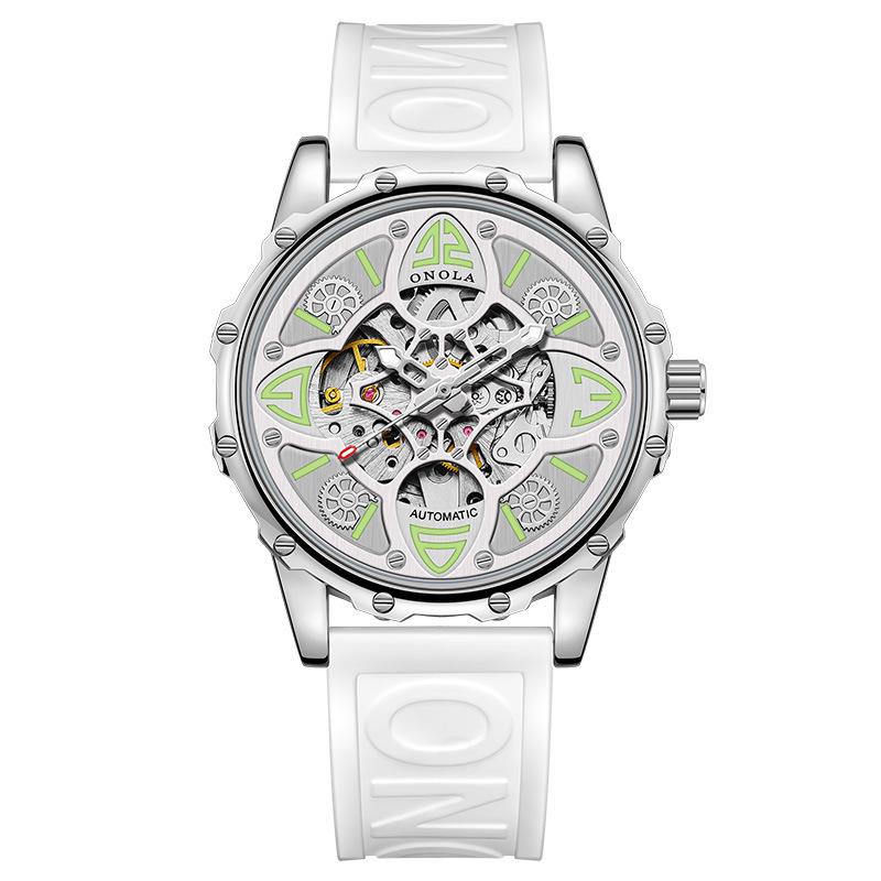 ONOLA Four-Leaf Clover Automatic Mechanical Watch - Unisex Waterproof with Rubber Strap