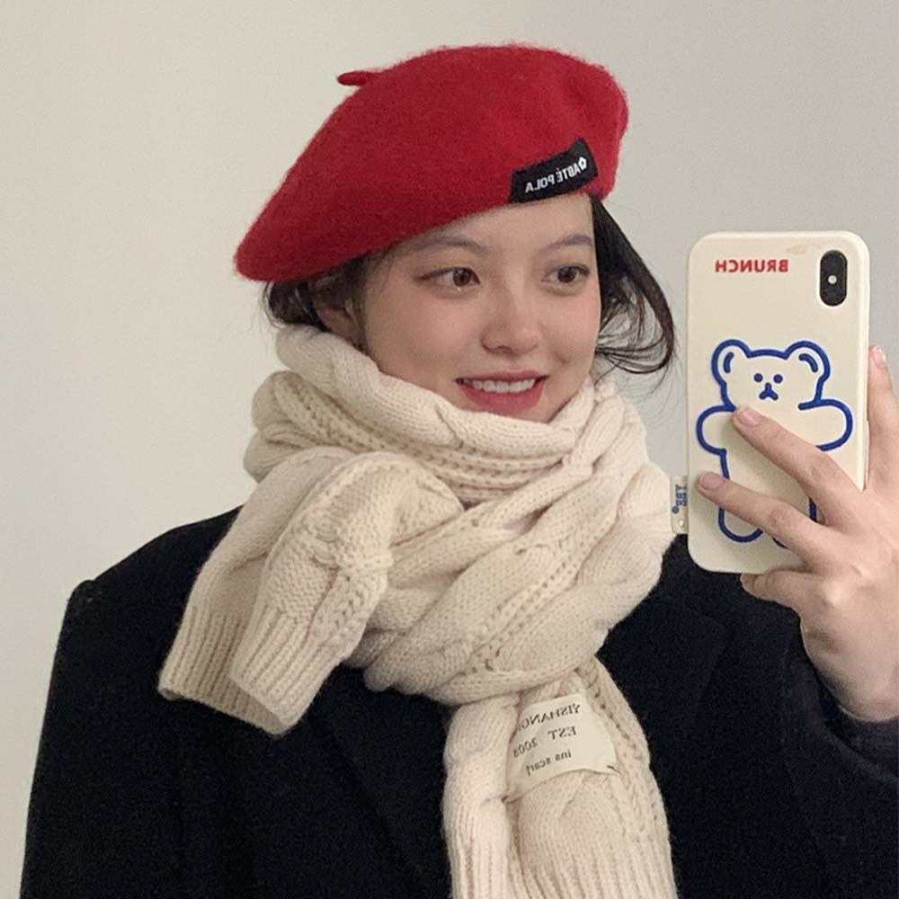 For Girls Imitation Woolen Winter Autumn Korean Painter Caps Beanie Hat Women Berets British Hats