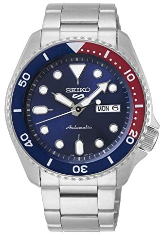 Seiko Reloj automático de acero inoxidable con bisel deportivo de 5 pulgadas SRPD53K1 Reloj 'Pepsi' para hombre