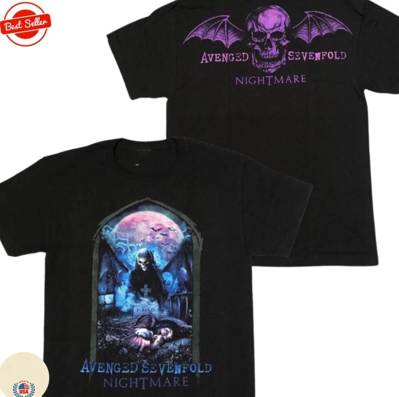 Avenged Sevenfold Nightmare Tour Shirt 2010 Vintage Metal Band Tee Skull Black Unisex T-Shirt M