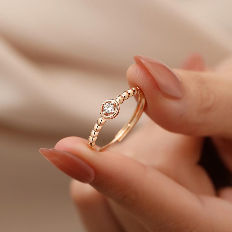 

Кольцо с французской бусиной в стиле ретро, женское, легкое, роскошное, простое, темпераментное, циркониевое, регулируемое, для поездок на работу