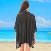 Women's Fashion Beach Solid Color Loose Beach Dress Patchwork Hollow Cover Up