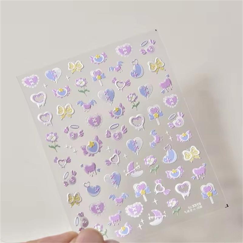 1PCS French Jelly Nail Stickers Dreamy Bubble Meteor Butterfly Star Moon Self Adhesive Stickers For Nail DIY Nail Art Decoration