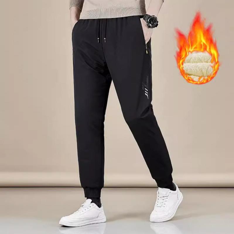 

Осенние и зимние брюки из овечьей шерсти, мужские теплые повседневные спортивные брюки с подкладкой, свободные прямые хлопковые брюки на сто ярдов, мужские 7XL черный оливковый