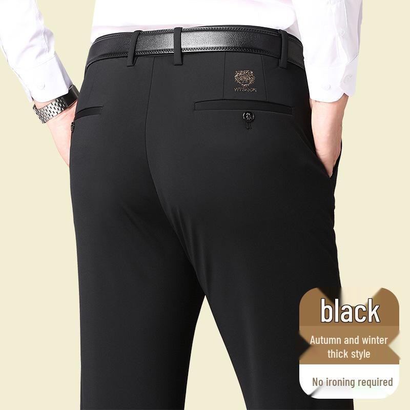 

Men s High Waist Ice Silk Business Casual Pants - Spring/Summer Waist 80 cm