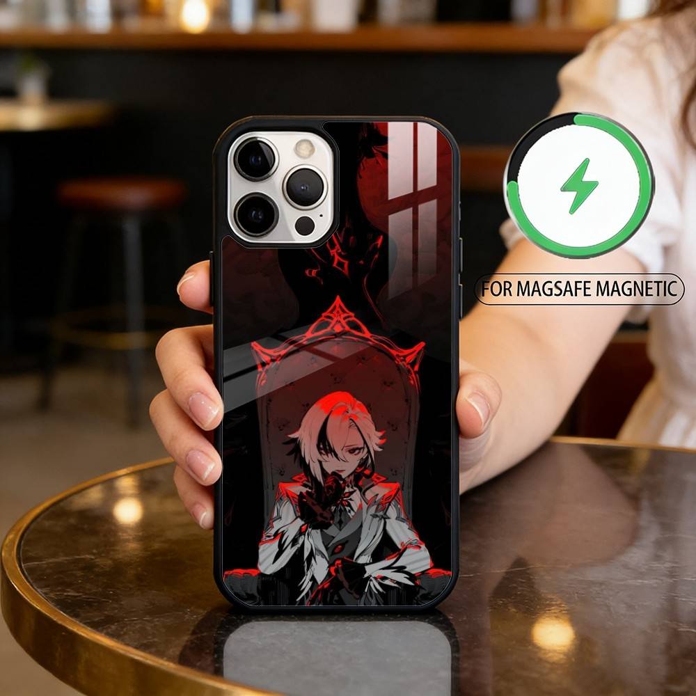G-Genshin Arlecchino Impact Magnetic For Magsafe Wireless Charging Phone Case For iPhone17,16,15,14,13,12,11 Plus,Pro Max