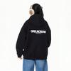 GROUND ZERO Unisex Embroidered Two-Way Zip Hooded Sweatshirt