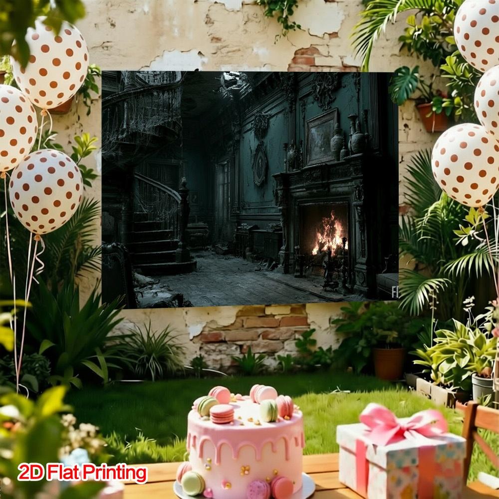 Photography backdrop (2D flat surface) - 1 piece in package. Halloween ghost house photography backdrop.PMJ
