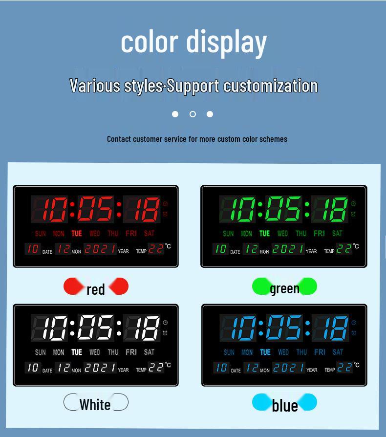 Smart LED Wall Clock with Large Digital Screen, Temperature Display, and Perpetual Calendar