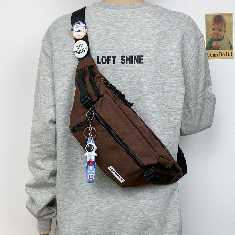 Casual Fanny Pack Japanese Simple Chest Bag Male Trend Personalized Couple Fanny Pack Sports Versatile Panda Pendant Breast Bag