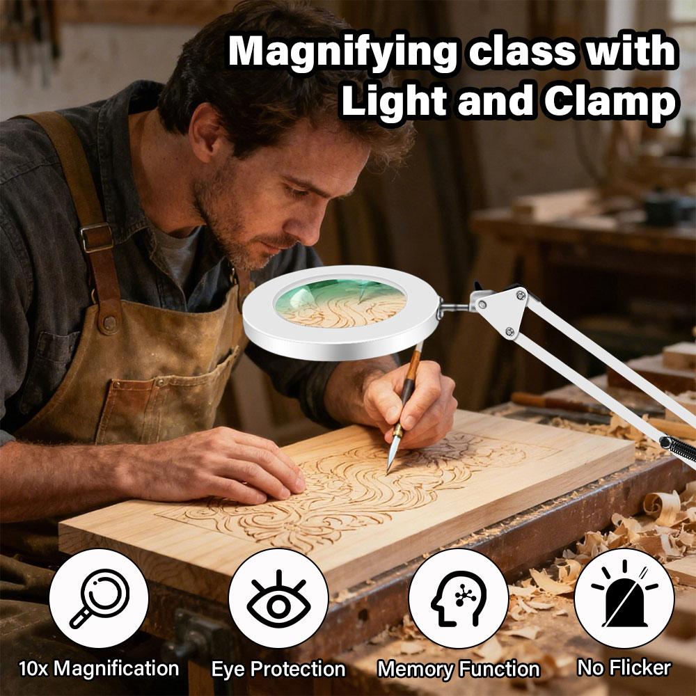 LED Vergrootglas Bureau Lamp 8X/10X Vergroting met 72LED 3-Kleuren Licht - USB-Powered voor Soldeer Reparatie en Huidverzorging Schoonheid