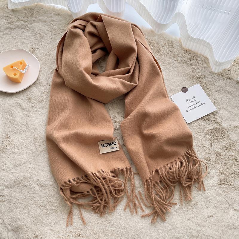 Winter Cashmere Solid Color Pashmina Tassel Scarf for Women Warm Scarves Wraps Girls Thicken Warm Shawl Wrap Echarpe Stole