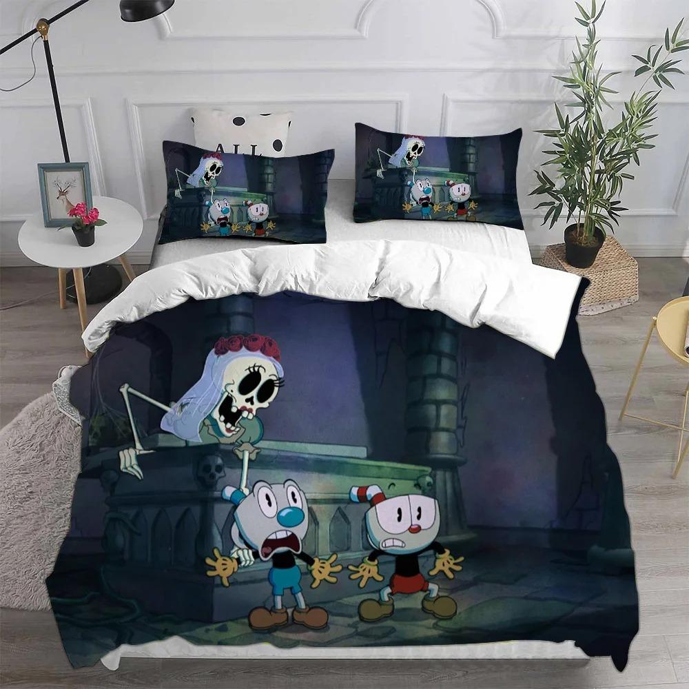 Cartoon Cuphead Duvet Cover Pillowcase Bedding Set Boy Girl Children adults Bedroom Decoration Children Gift Single Double Size