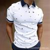 Golf Flag Print Short Sleeve Polo Shirt, Stylish Casual Top for Men