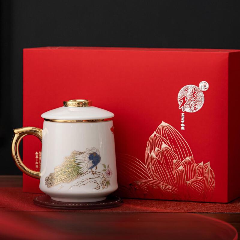 Handmade Dehua White Porcelain Tea Cup with Lid and Filter