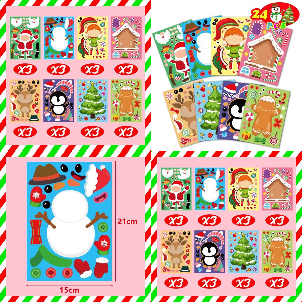 Xh053 Diy Christmas Santa Snowman Puzzle Stickers For Kids With Colorful Designs