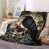 1pc Stained Glass Raven Blanket - Lightweight Flannel Fleece with Digital Printing, Soft Warm for Sofa, Travel, Camping, Office yy251018314