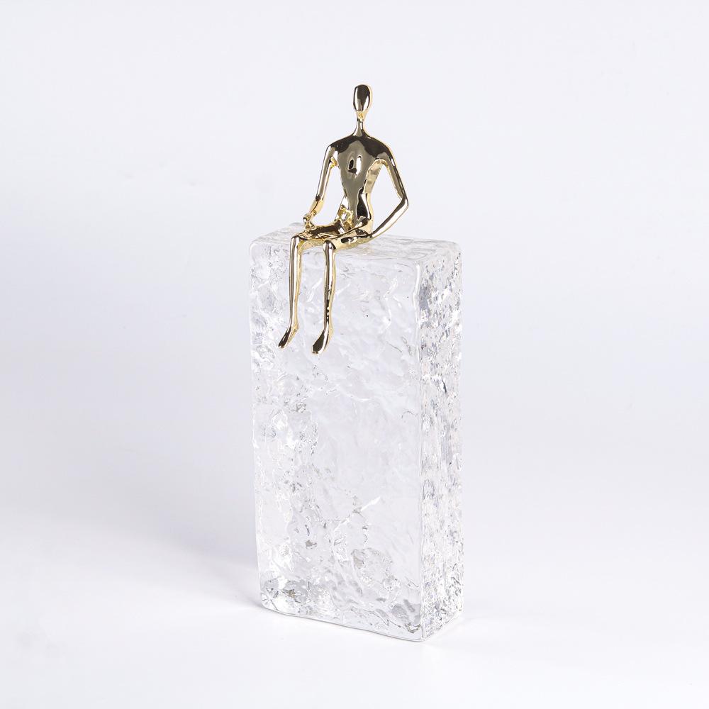 Luxury Crystal Sitting Figure Sculpture for Home Decor