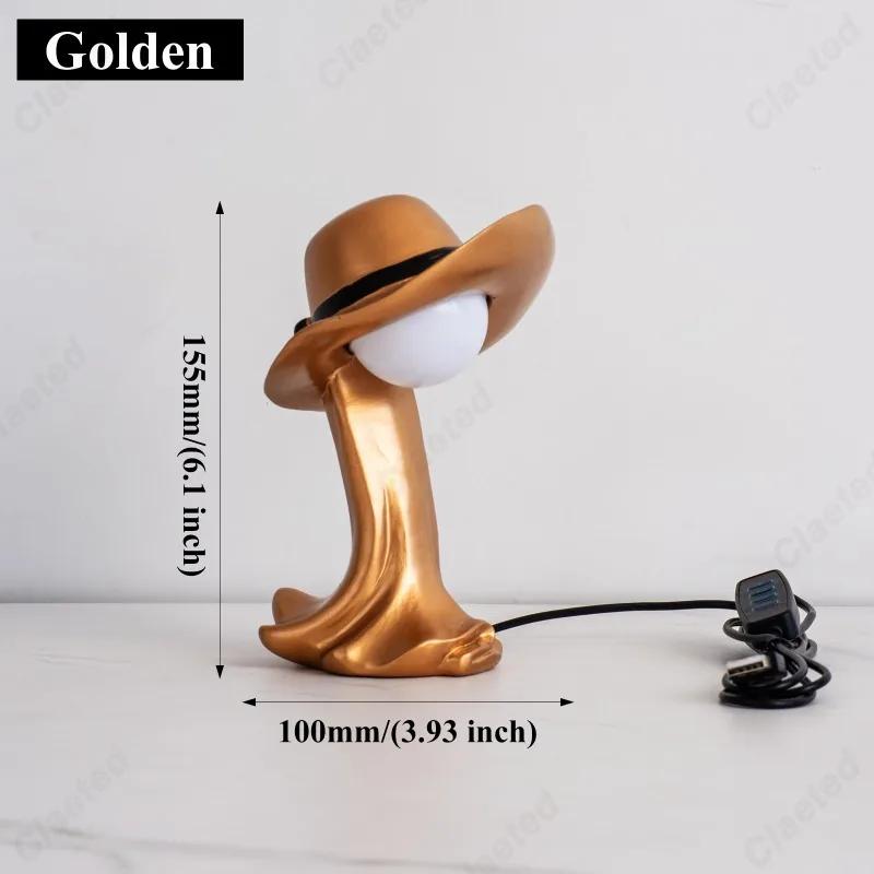 

New LED High-end Straw Hat Bedroom Bedside Lamp USB Night Light Living Room Study Atmosphere Decoration Lighting Fixture USB version золотистий