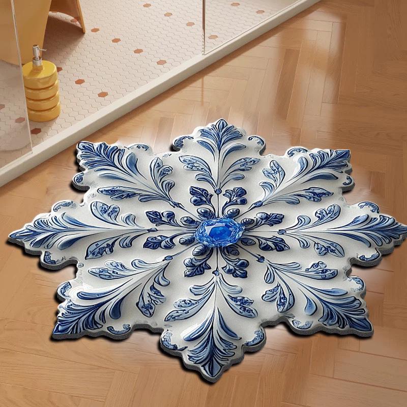 3D Floral Diatomaceous Earth Absorbent Non-Slip Floor Mat for Bathroom, Entrance, Sofa, Bedroom.