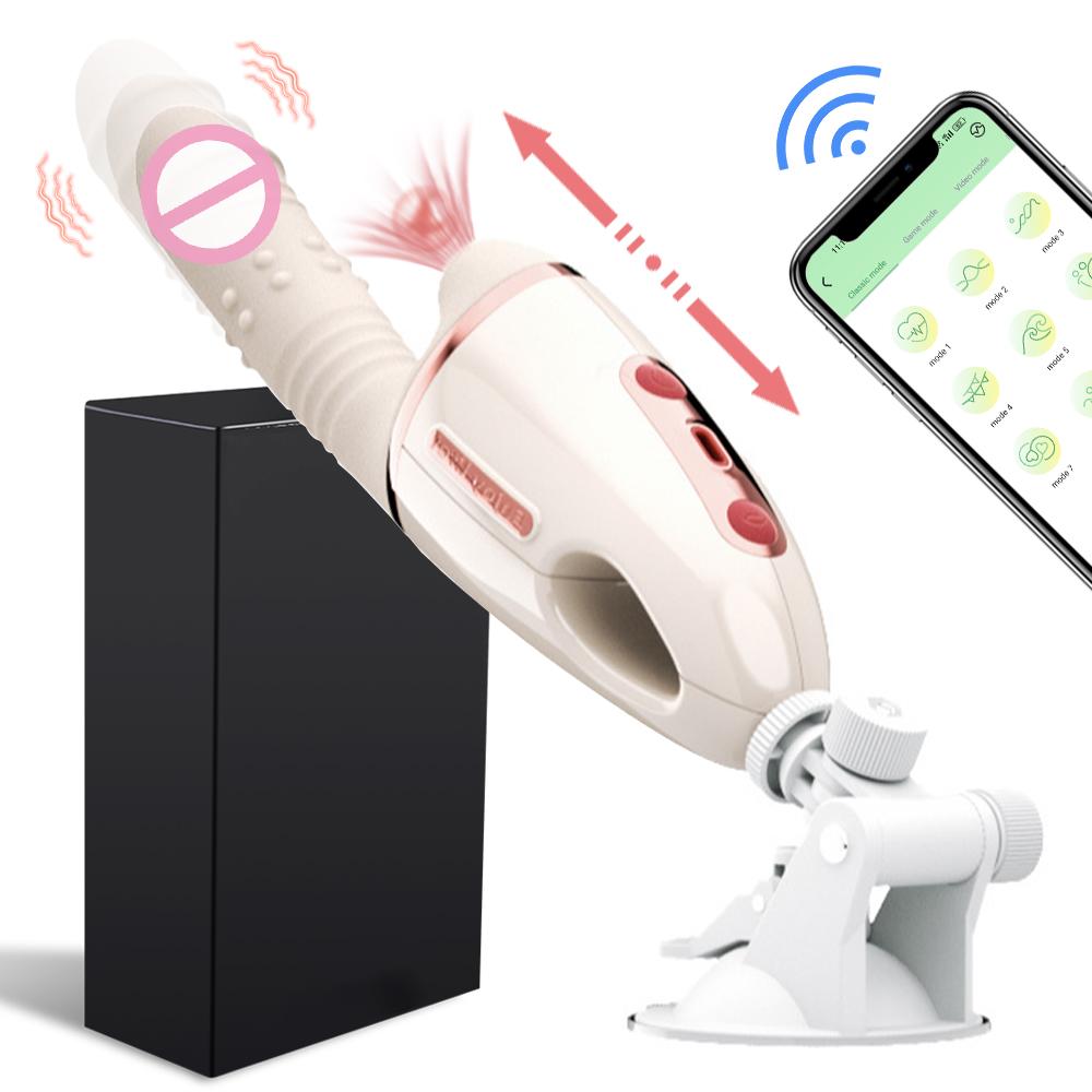 Wireless APP Controlled Retractable suction Vibrator G-spot Nipple Clitoral Stimulator Licking Dildo Female Adult Sex Toys
