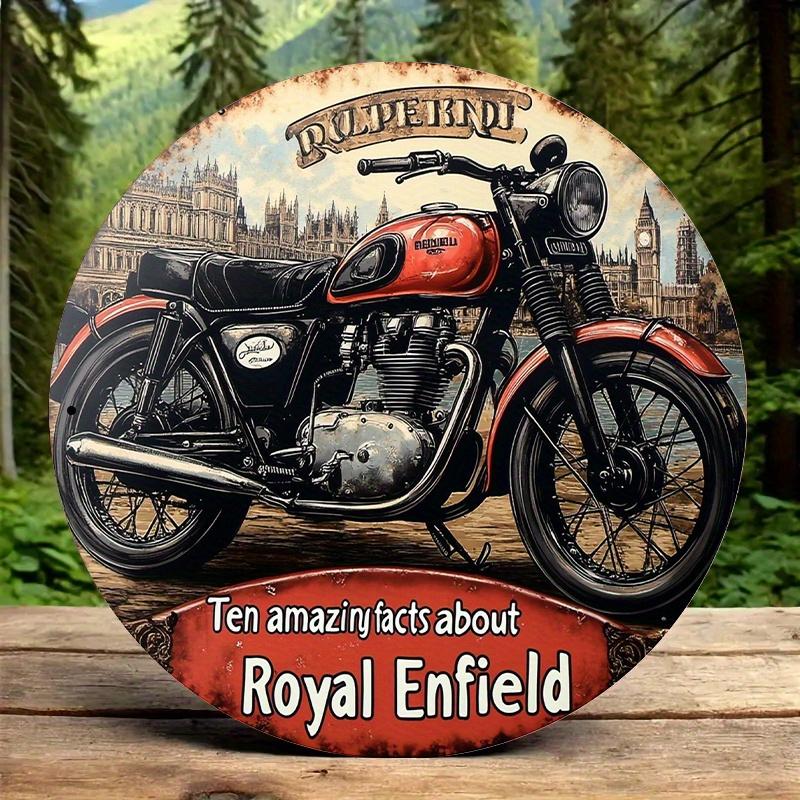 D Flat Vintage Royal Enfield Motorcycle Aluminum Wall Hanging for Bedroom or Garage Wall Decor Plaque Classic Bike Design