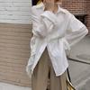Spring Autumn Polo-neck Elegant Fashion White Shirt Women Long Sleeve Casual All-match Cardigan Blouse Top