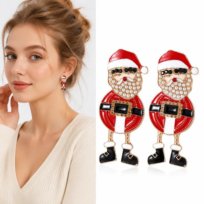 2026 Christmas New Fashion Earrings for Women - Luxurious and High-End Style, Personalized Christmas Tree Pearl and Diamond Earrings