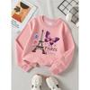 Europäische Größen Paris Eiffelturm Schmetterlinge Blumen Mädchen Rundhals-Sweatshirt, Westliches Oberteil, Kinder Langarm Freizeit-T-Shirt