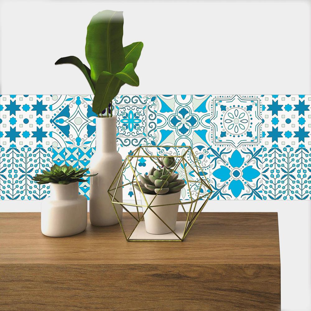 20 sztuk niebieskie kafelki naklejki ścienne kuchnia Backsplash szafa łazienka renowacja kredensu Peel & Stick wodoodporne artystyczne naklejki ścienne